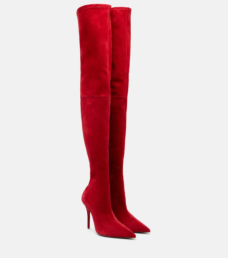 Red Christian Louboutin Miss Z 100 suede over-the-knee boots - High Heels