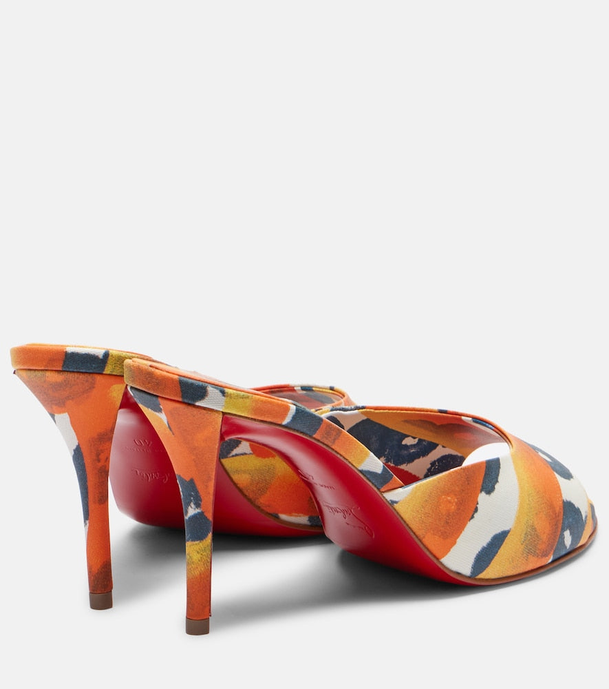 Christian Louboutin Miss Z 80 coated canvas mules - Multicoloured Heeled Sandals