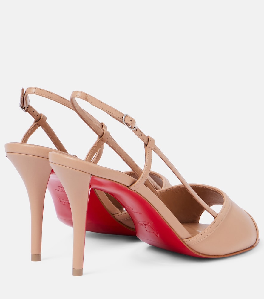 Christian Louboutin Miss Z 80 patent leather slingback pumps - Beige Heeled Sandals