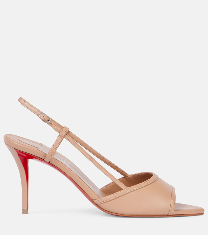 Christian Louboutin Miss Z 80 patent leather slingback pumps - Beige Heeled Sandals