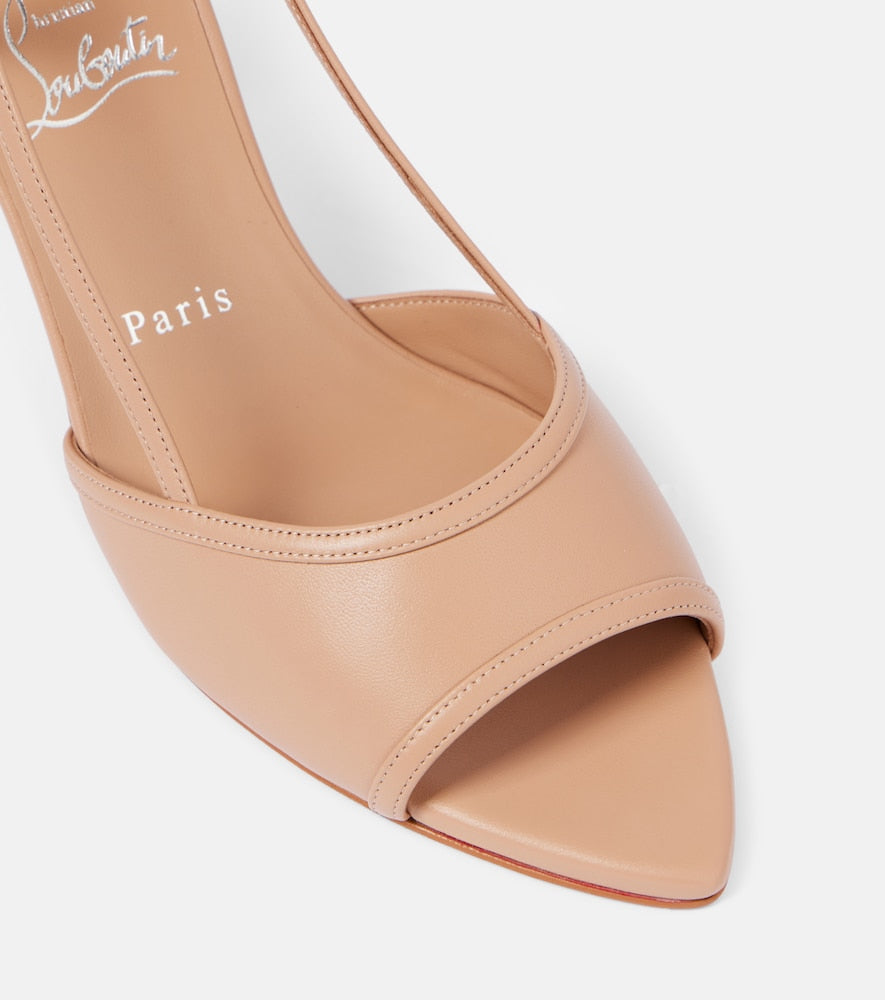 Christian Louboutin Miss Z 80 patent leather slingback pumps - Beige Heeled Sandals