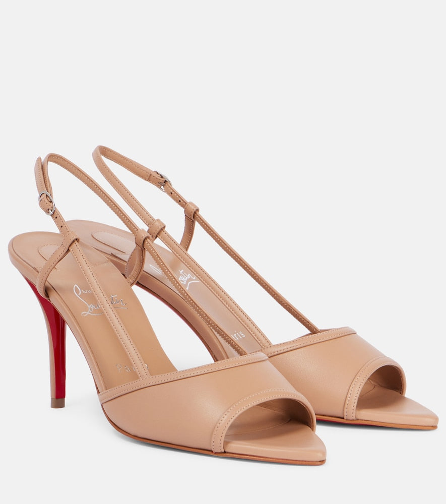 Christian Louboutin Miss Z 80 patent leather slingback pumps - Beige Heeled Sandals