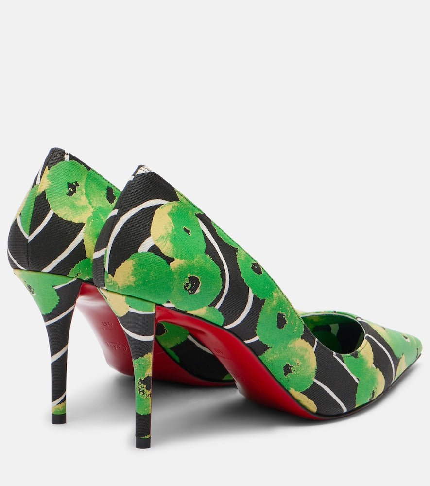 Christian Louboutin Miss Z 80 printed satin pumps in Green - Mid Heel Pumps