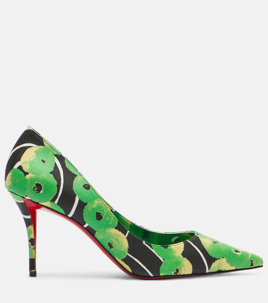 Christian Louboutin Miss Z 80 printed satin pumps in Green - Mid Heel Pumps
