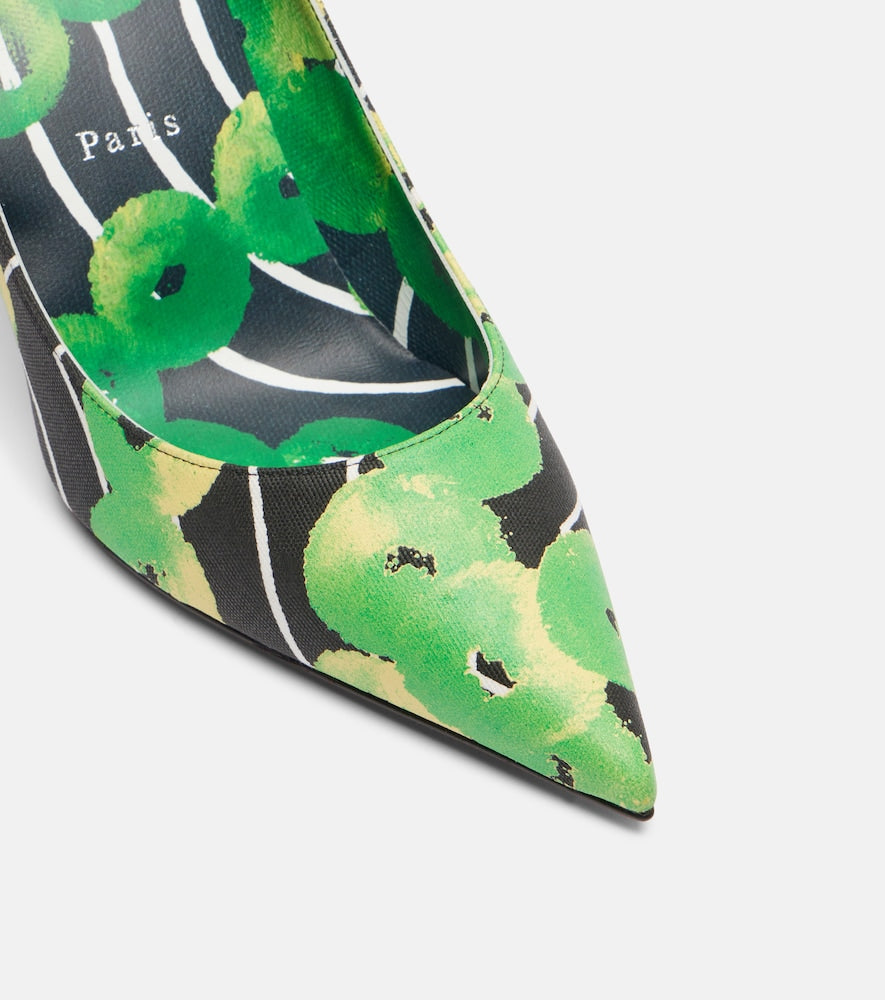 Christian Louboutin Miss Z 80 printed satin pumps in Green - Mid Heel Pumps