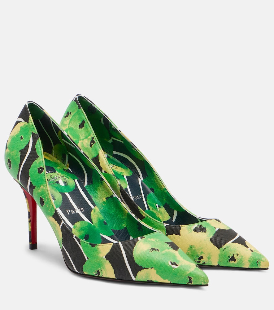 Christian Louboutin Miss Z 80 printed satin pumps in Green - Mid Heel Pumps