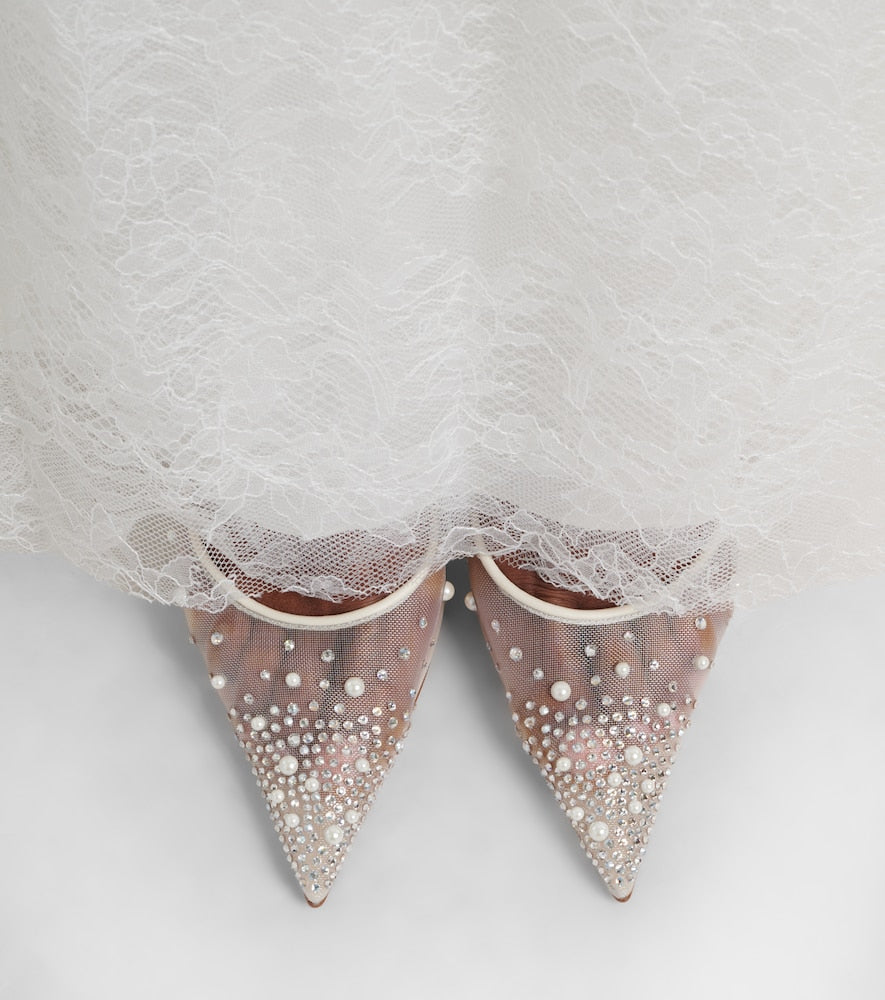 Christian Louboutin Miss Z Degrastrass Perla 100 mesh pumps in White - High-Heel Pumps