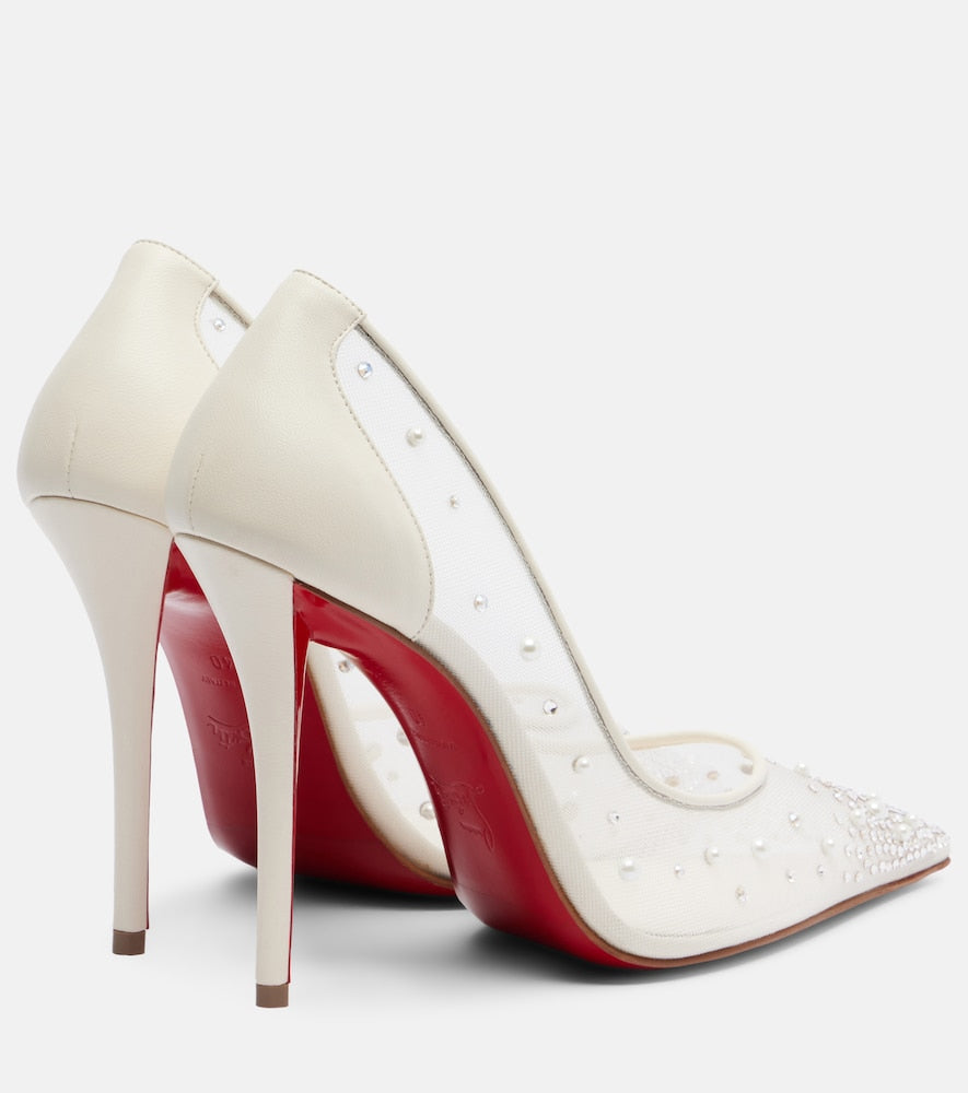 Christian Louboutin Miss Z Degrastrass Perla 100 mesh pumps in White - High-Heel Pumps