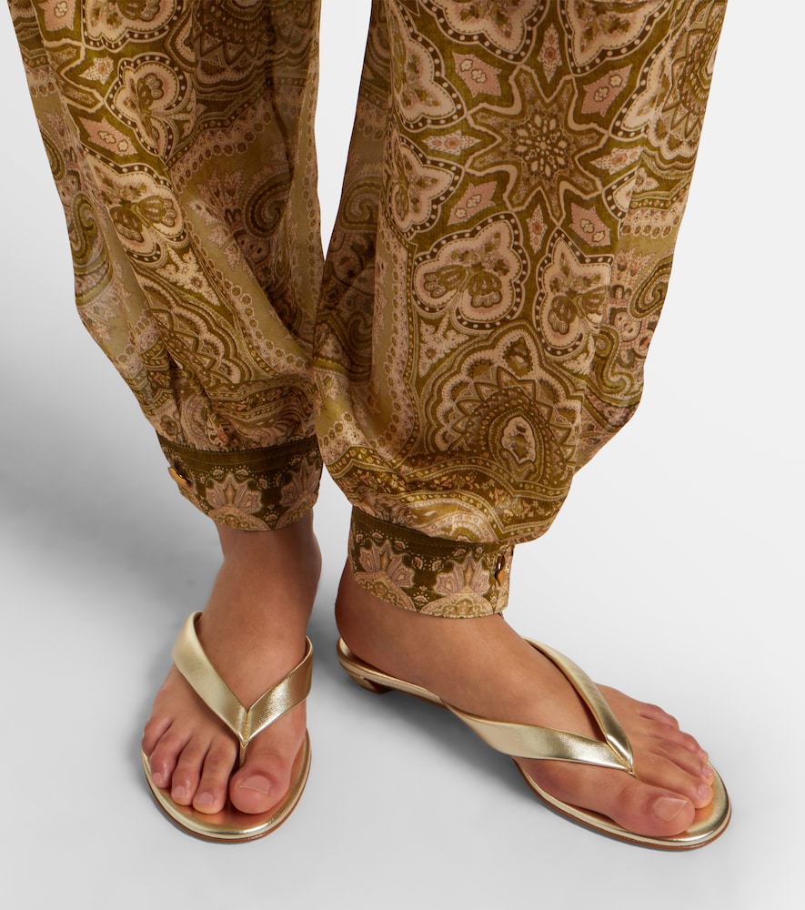 Christian Louboutin Miss Z metallic leather thong sandals (Gold) - Flat Sandals