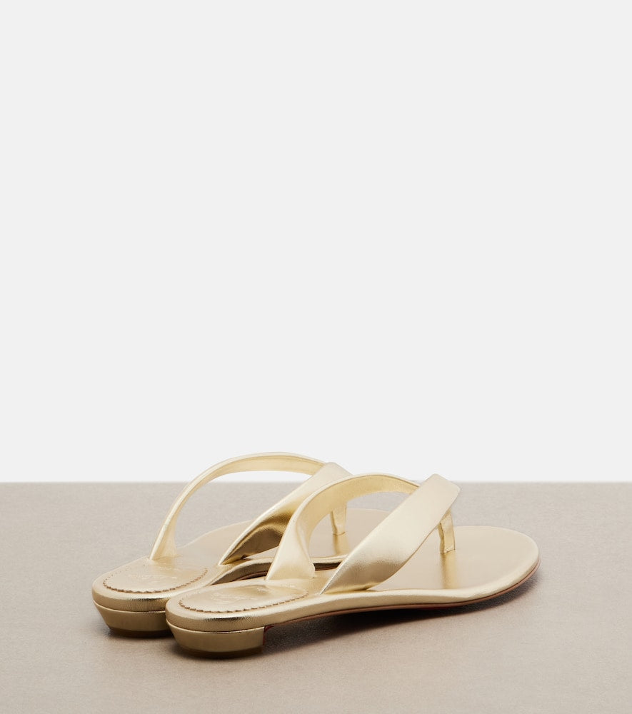 Christian Louboutin Miss Z metallic leather thong sandals (Gold) - Flat Sandals