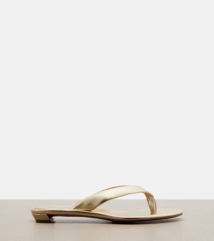 Christian Louboutin Miss Z metallic leather thong sandals (Gold) - Flat Sandals
