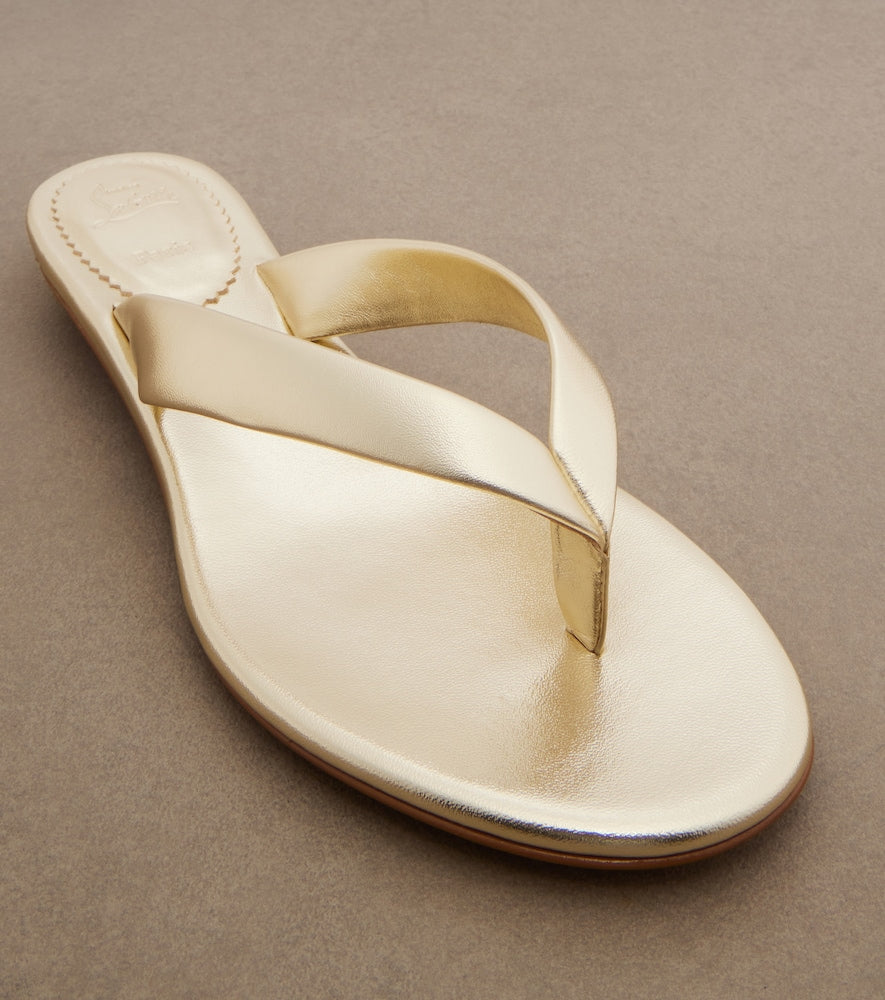 Christian Louboutin Miss Z metallic leather thong sandals (Gold) - Flat Sandals