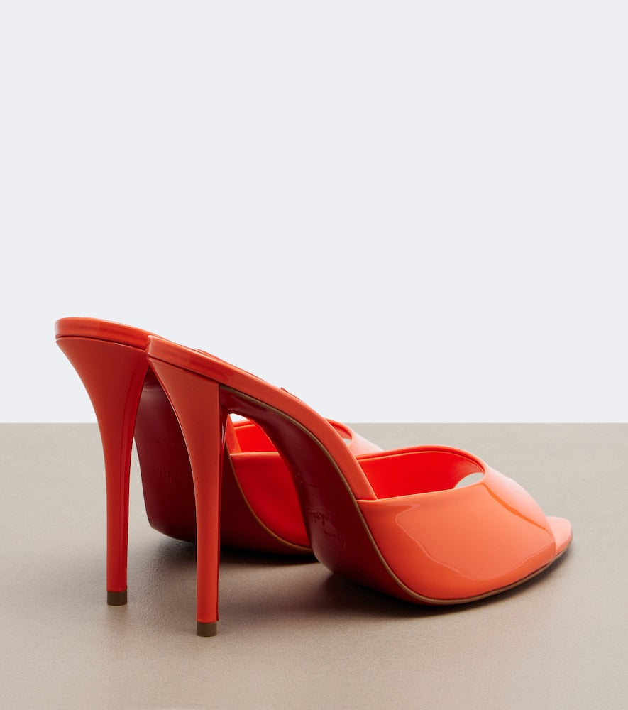 Christian Louboutin Miss Z patent leather mules - Orange Heeled Sandals