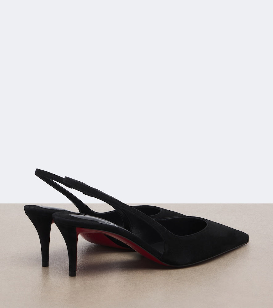 Christian Louboutin Miss Z suede slingback pumps (Black) - Mid Heel Pumps