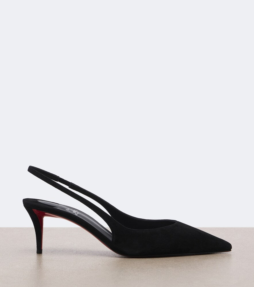 Christian Louboutin Miss Z suede slingback pumps (Black) - Mid Heel Pumps
