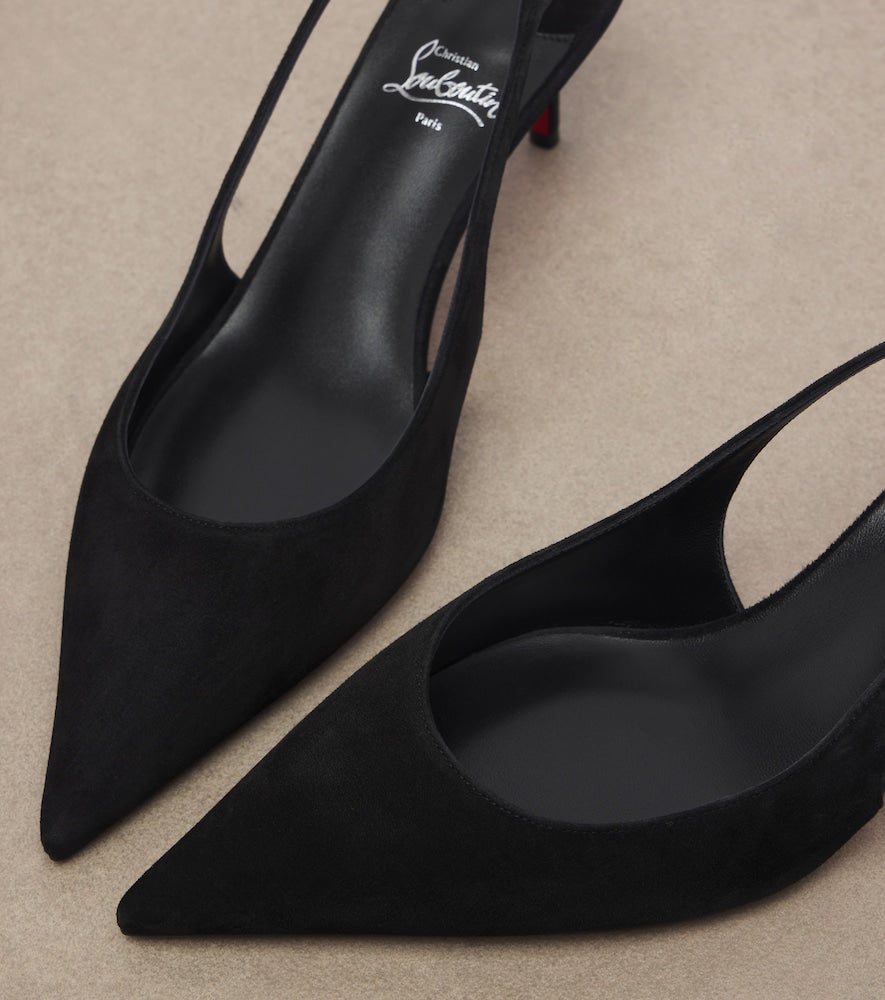 Christian Louboutin Miss Z suede slingback pumps (Black) - Mid Heel Pumps