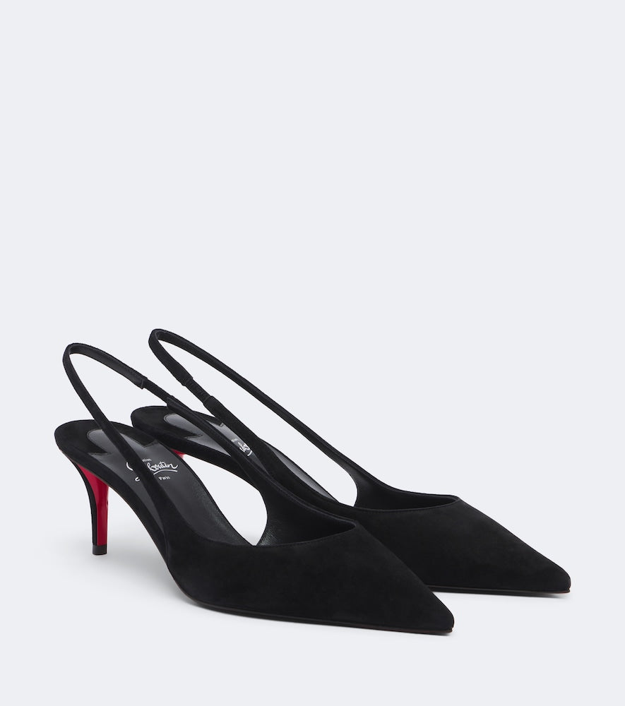 Christian Louboutin Miss Z suede slingback pumps (Black) - Mid Heel Pumps