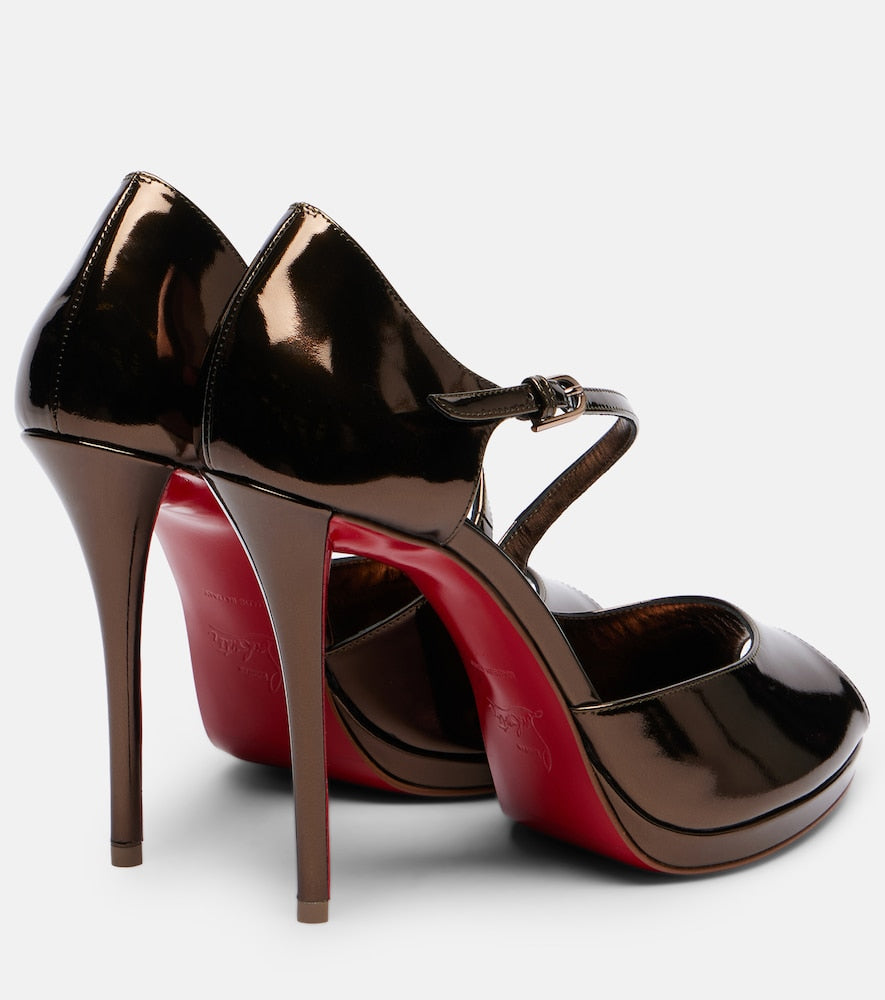 Christian Louboutin Miss Zigourata 120 mirrored leather sandals in Brown - Heeled Sandals