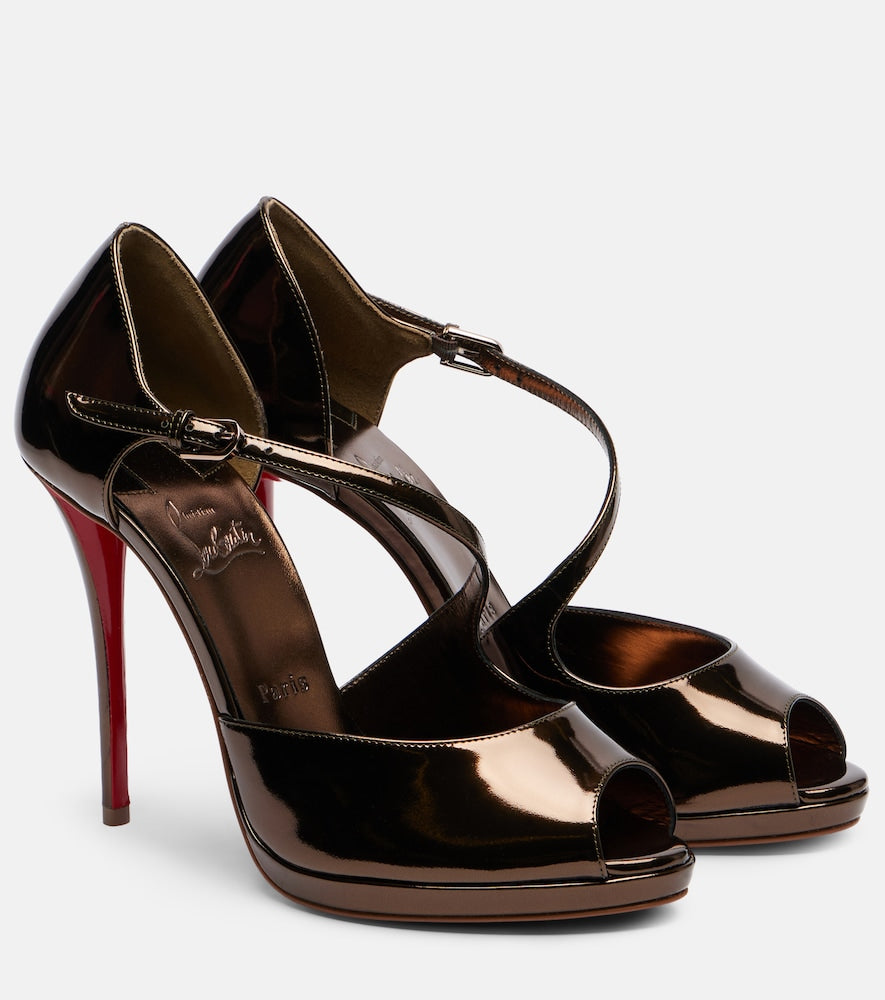 Christian Louboutin Miss Zigourata 120 mirrored leather sandals in Brown - Heeled Sandals