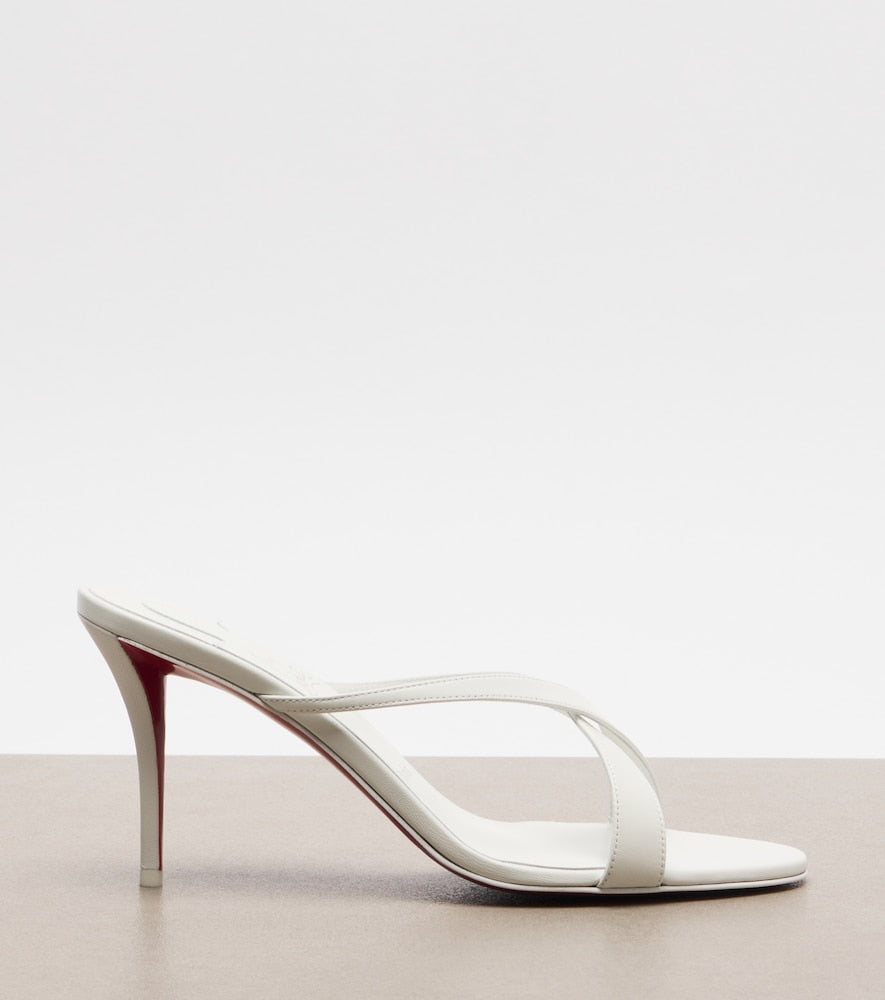 Christian Louboutin Mulazee Cross leather sandals (White) - Mid Heels
