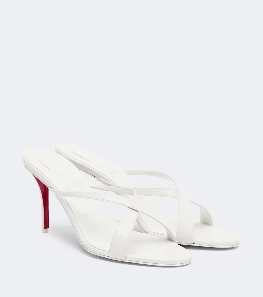 Christian Louboutin Mulazee Cross leather sandals (White) - Mid Heels