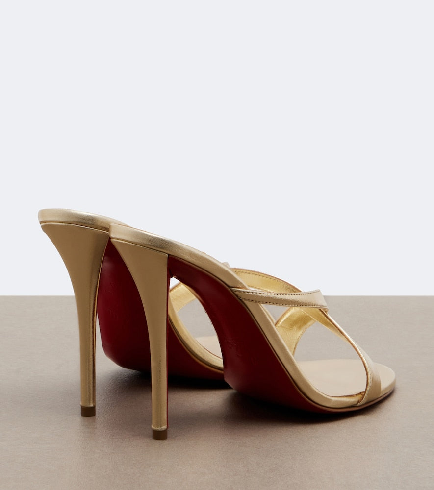 Christian Louboutin Mulazee Cross metallic leather sandals in Gold - High Heels