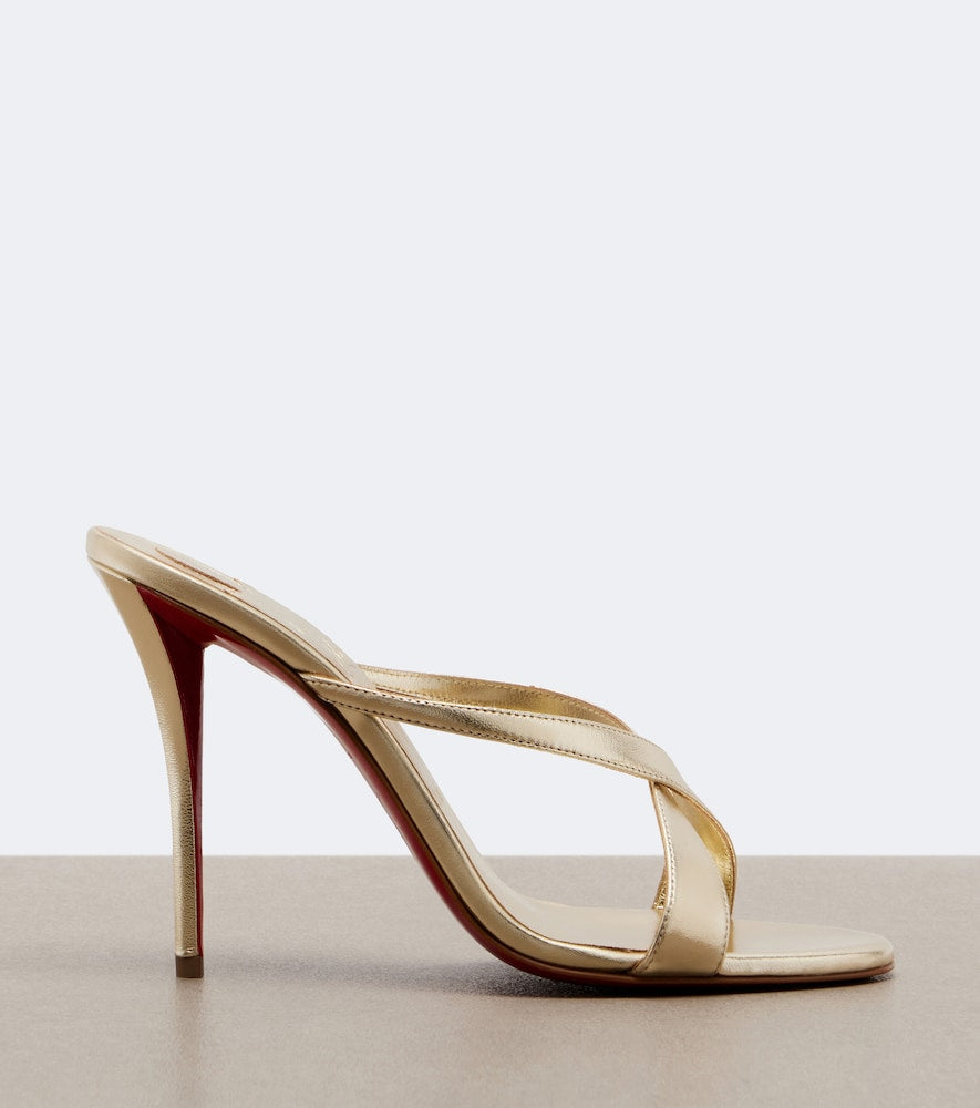 Christian Louboutin Mulazee Cross metallic leather sandals in Gold - High Heels