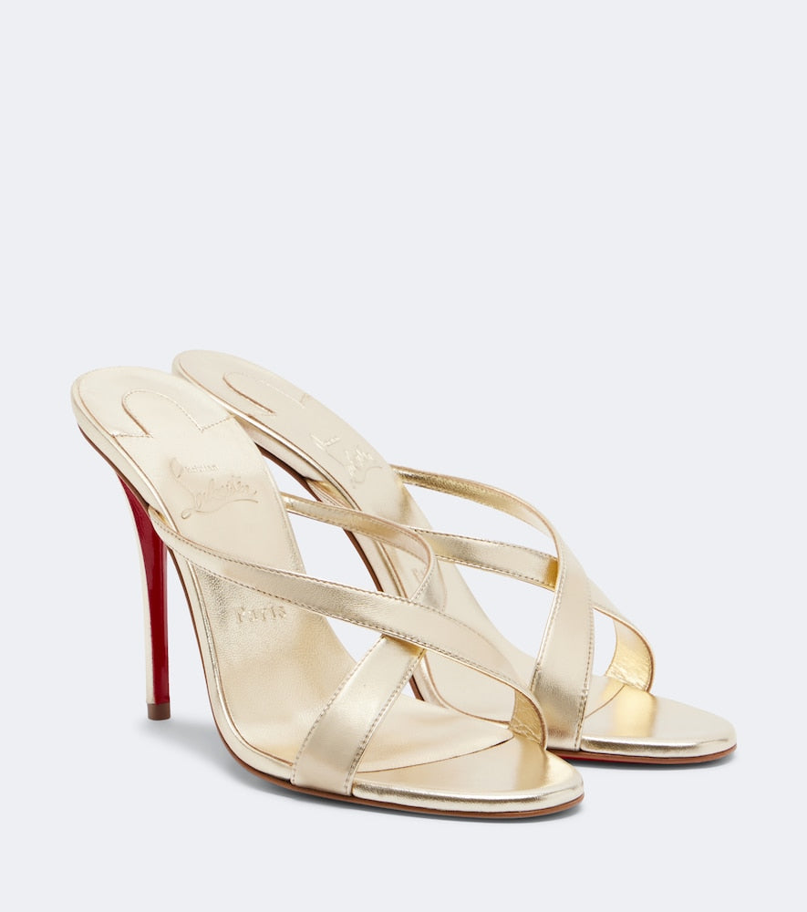 Christian Louboutin Mulazee Cross metallic leather sandals in Gold - High Heels