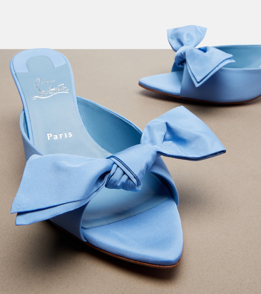 Christian Louboutin Mulazee bow-detail silk taffeta mules (Blue) - Heeled Sandals