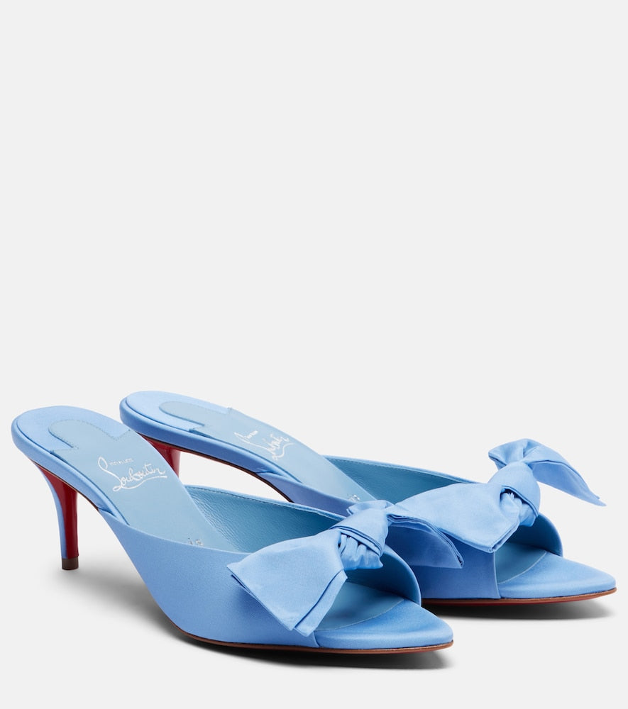 Christian Louboutin Mulazee bow-detail silk taffeta mules (Blue) - Heeled Sandals
