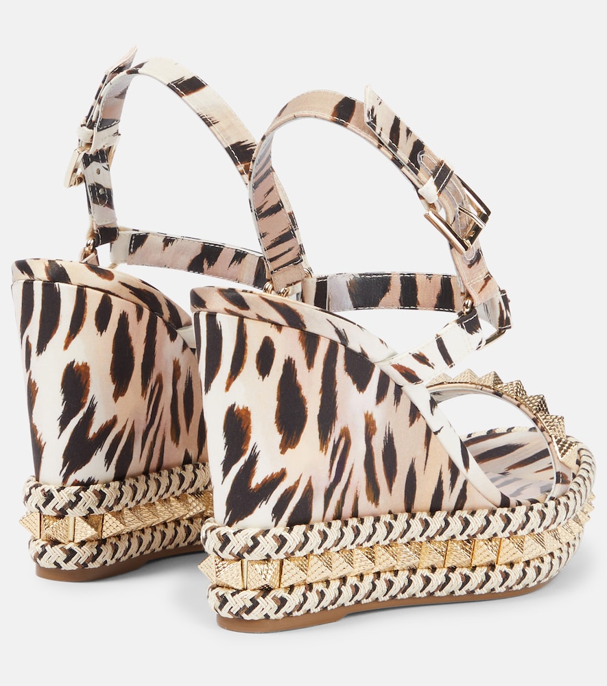 Christian Louboutin Pyra Clou 110 leopard-print espadrille wedges in Multicoloured - High Espadrilles