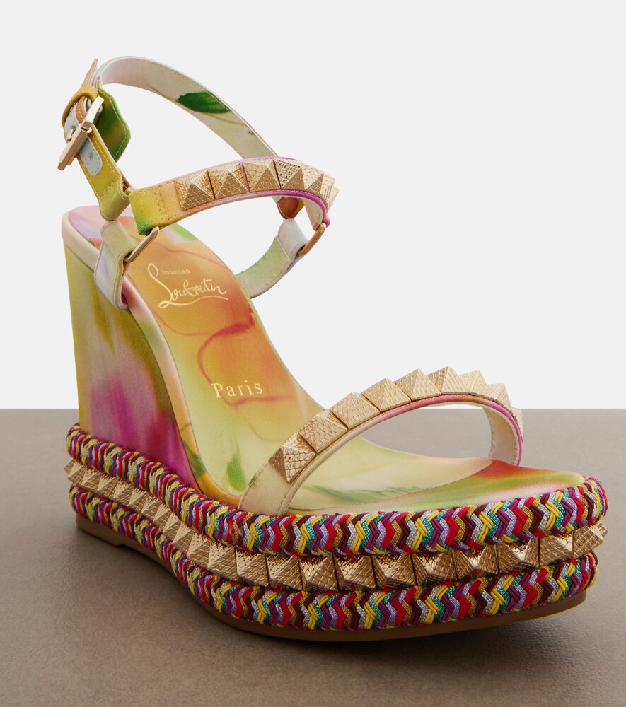 Multicoloured Christian Louboutin Pyra Clou embellished espadrille wedges - High Espadrilles