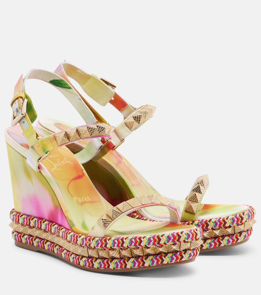 Multicoloured Christian Louboutin Pyra Clou embellished espadrille wedges - High Espadrilles