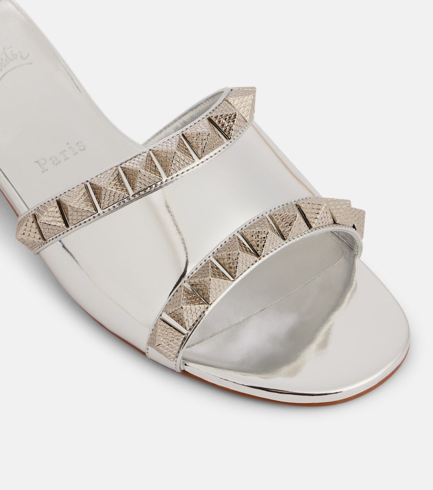 Christian Louboutin Pyramule 30 mirrored leather mules - Silver Heeled Sandals