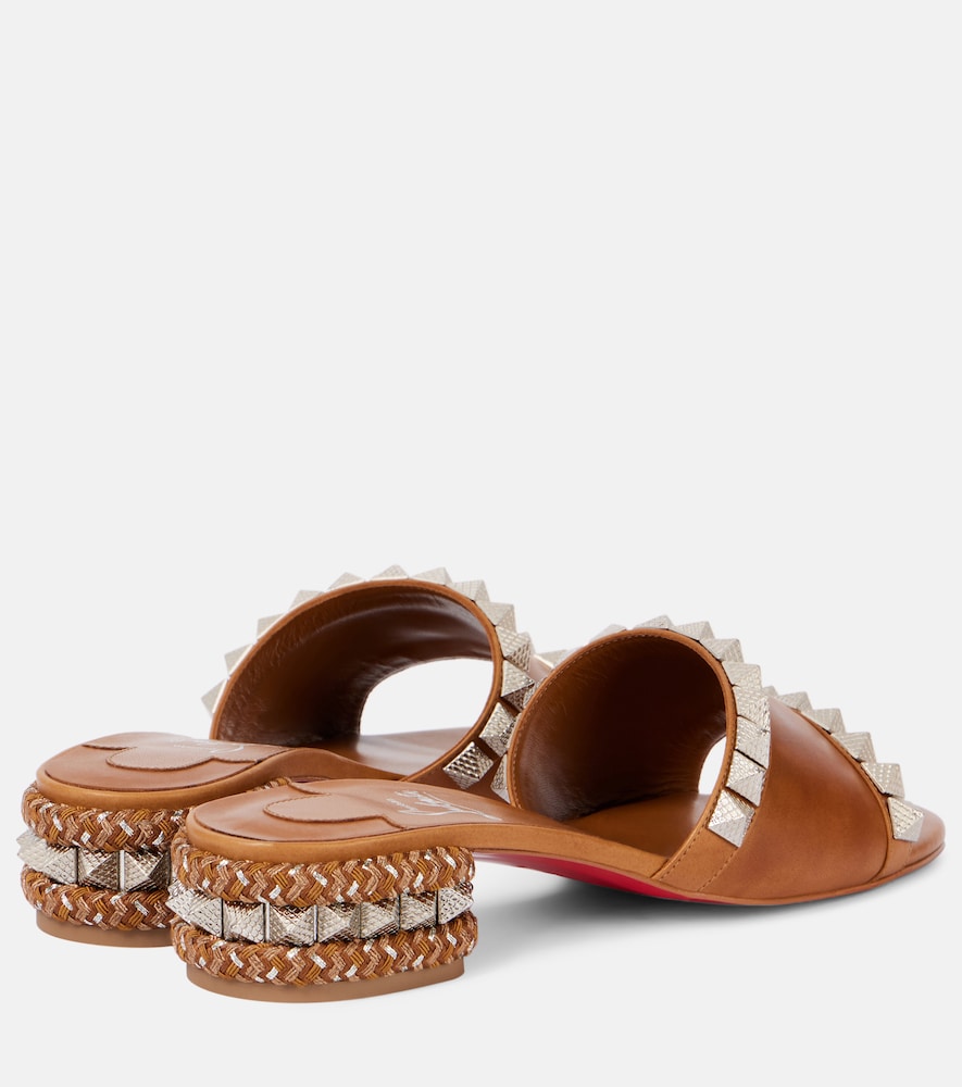 Christian Louboutin Pyramule 30 spiked leather mules - Brown Heeled Sandals