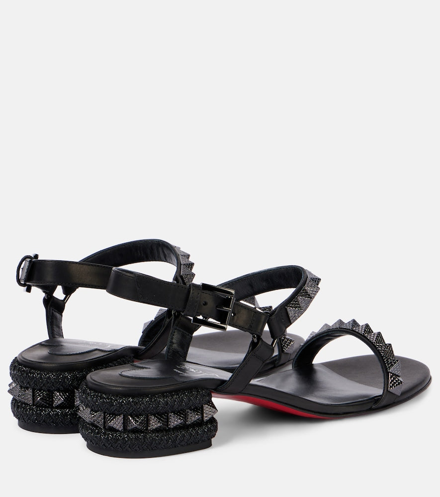 Christian Louboutin Pyrasand 30 leather sandals (Black) - Flat Sandals