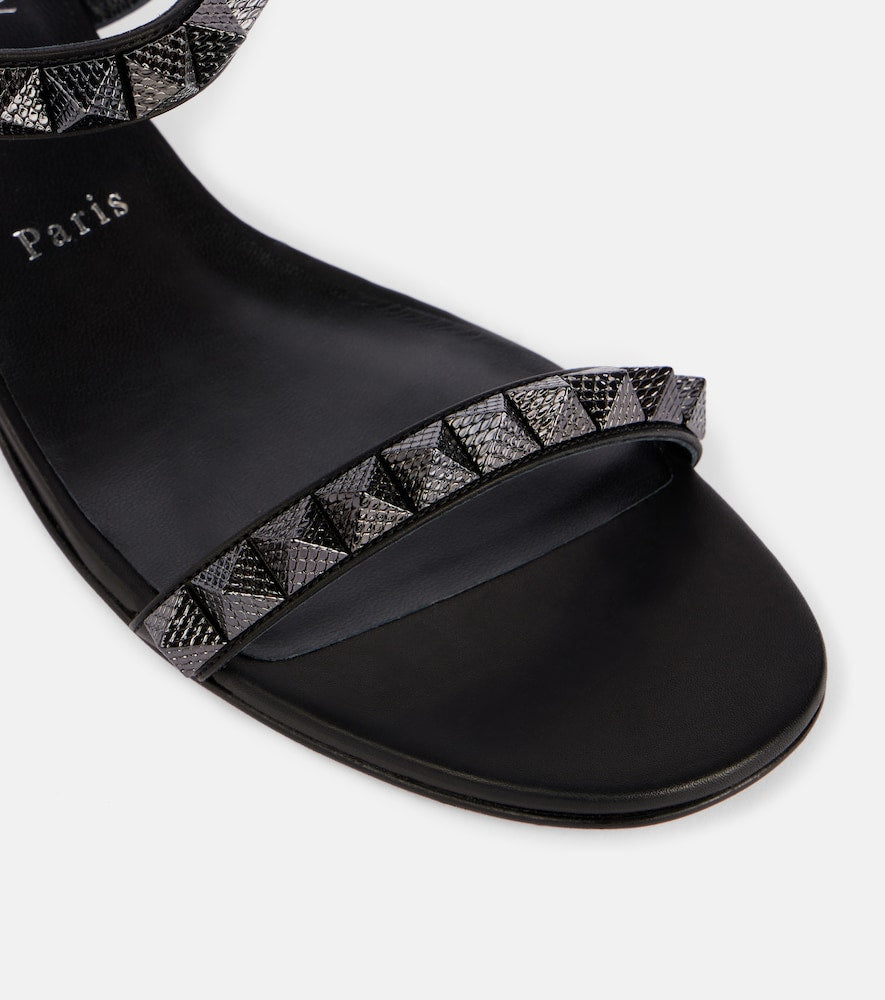 Christian Louboutin Pyrasand 30 leather sandals (Black) - Flat Sandals