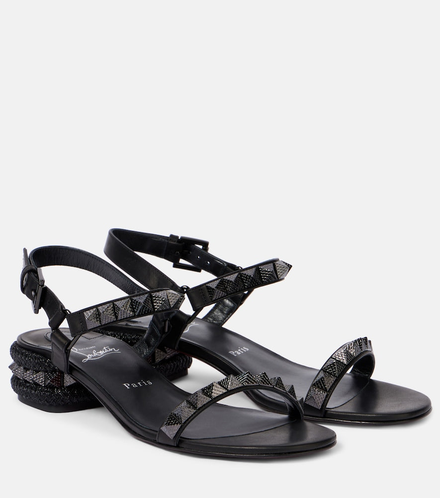 Christian Louboutin Pyrasand 30 leather sandals (Black) - Flat Sandals