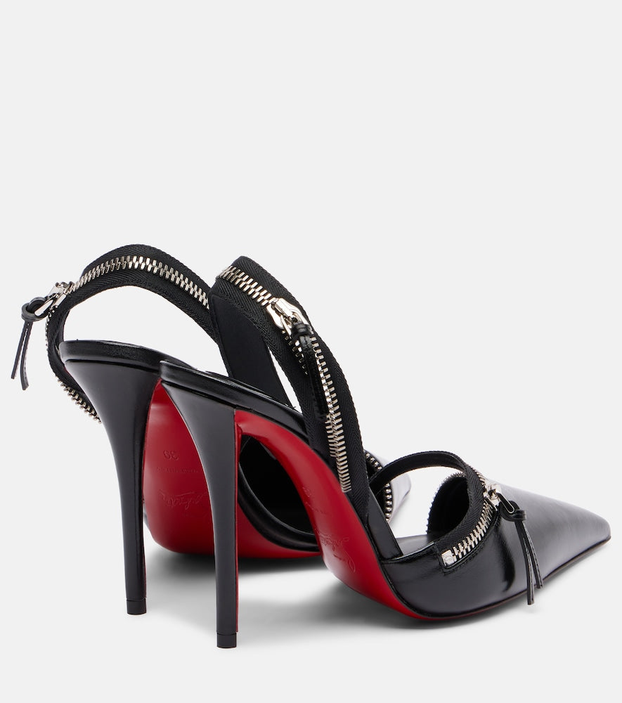 Christian Louboutin Slingyzip 100 leather slingback pumps (Black) - High-Heel Pumps