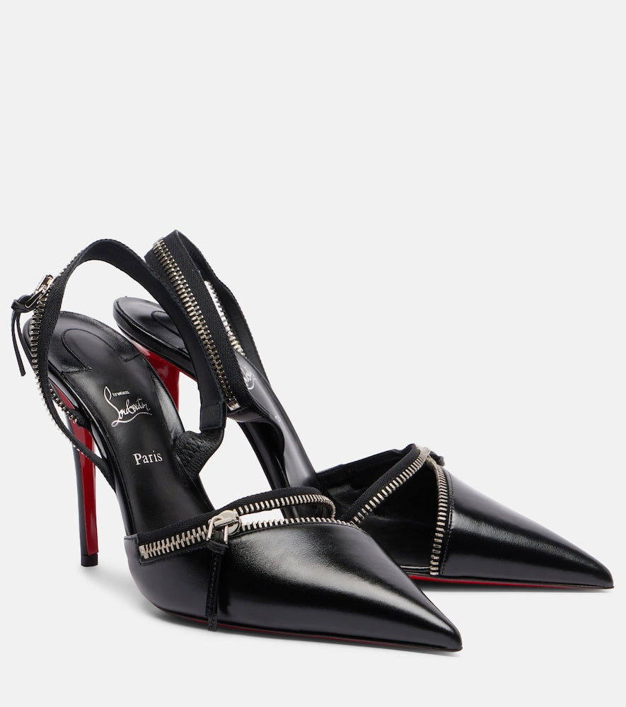 Christian Louboutin Slingyzip 100 leather slingback pumps (Black) - High-Heel Pumps