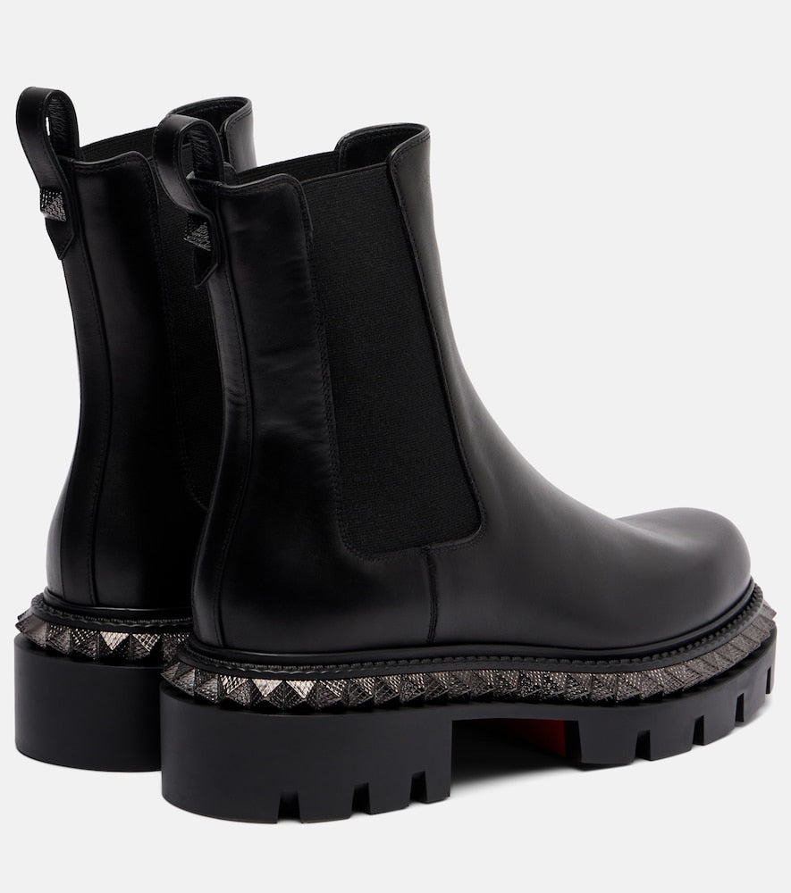 Christian Louboutin St Emilia embellished leather ankle boots - Black Flat Boots