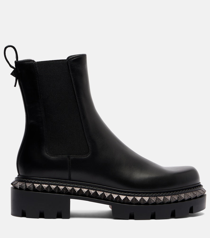 Christian Louboutin St Emilia embellished leather ankle boots - Black Flat Boots