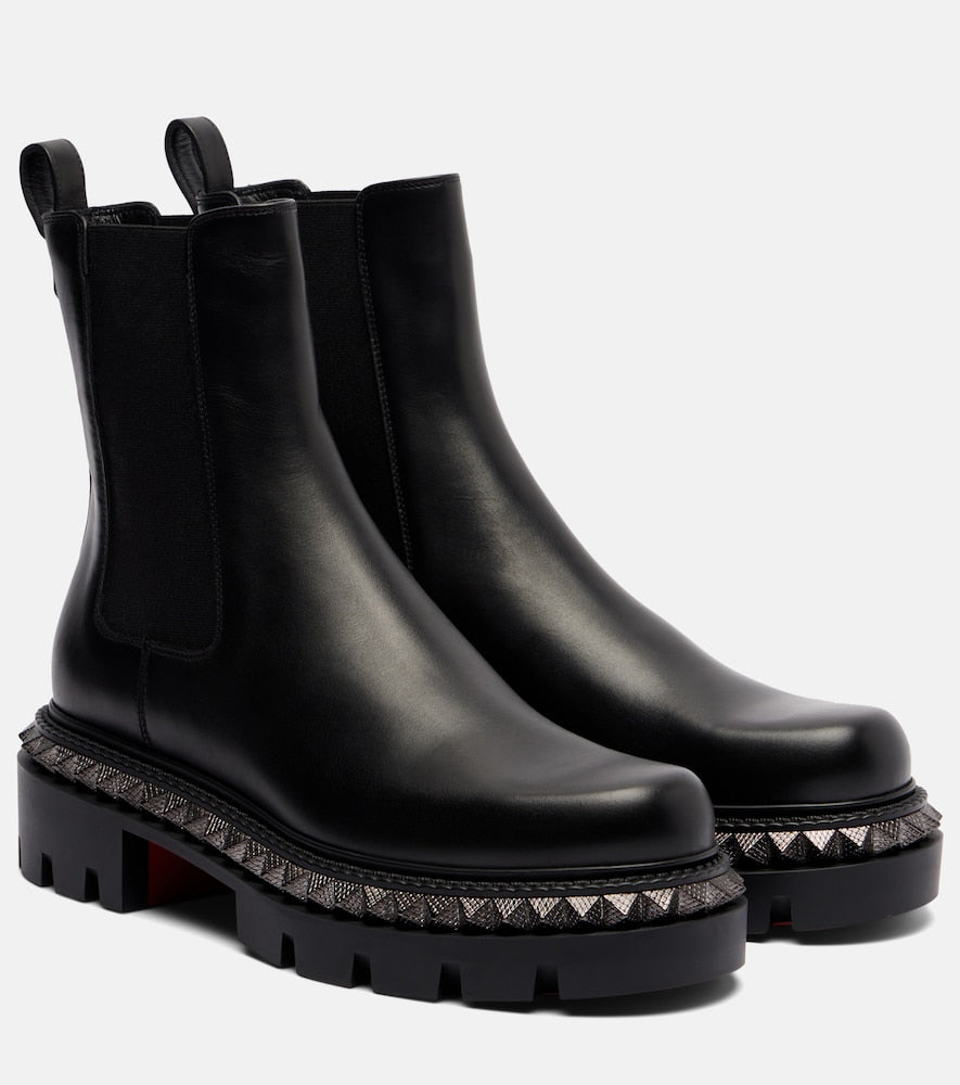 Christian Louboutin St Emilia embellished leather ankle boots - Black Flat Boots