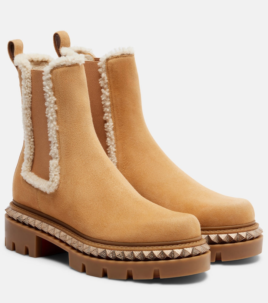 Christian Louboutin St Emilia studded leather Chelsea boots (Beige) - Flat Boots