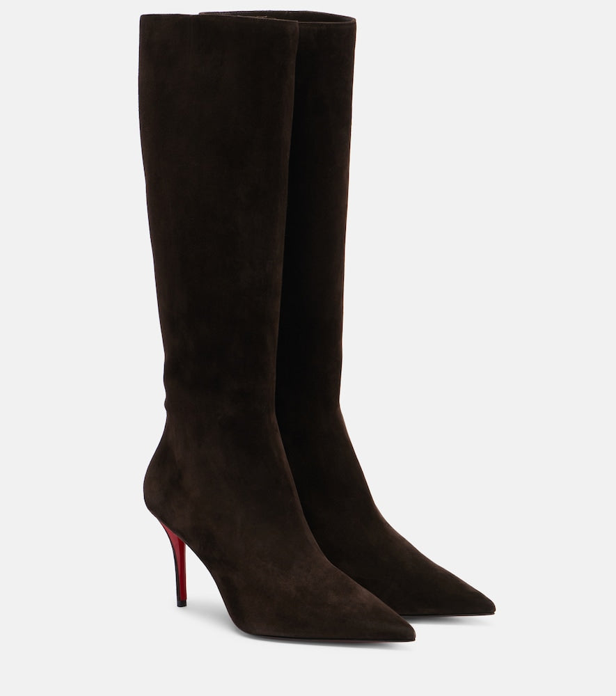 Christian Louboutin Suede knee-high boots (Brown) - Mid Heel Boots