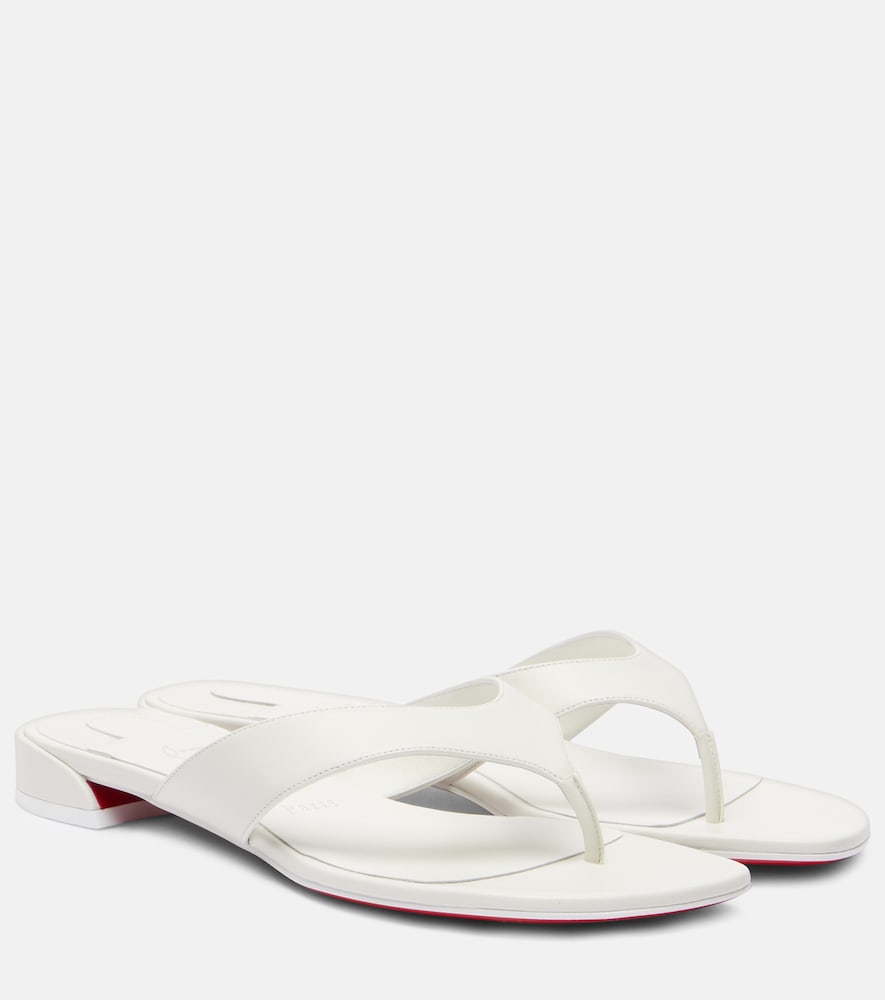 White Christian Louboutin Sweet Janetonga leather thong sandals - Flat Sandals