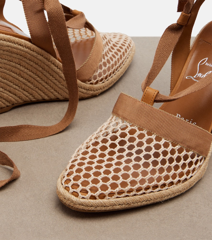 Christian Louboutin Toleda mesh espadrille wedges (Brown) - High Espadrilles
