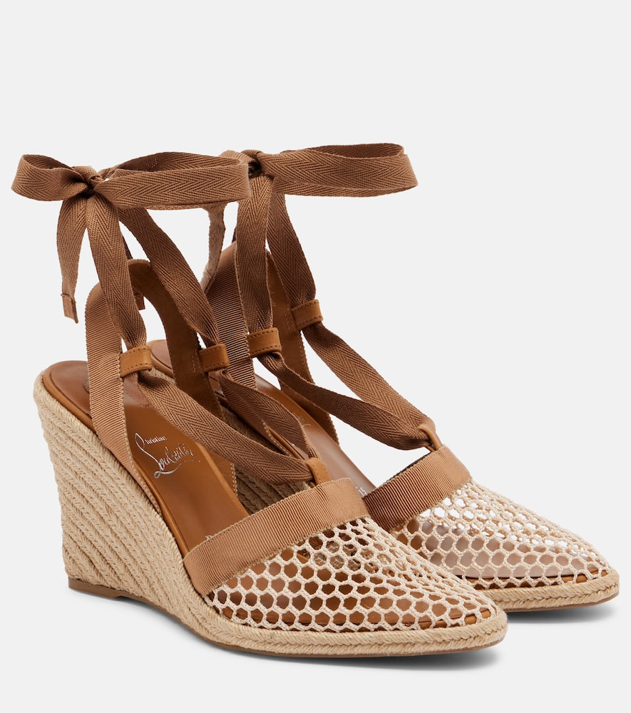 Christian Louboutin Toleda mesh espadrille wedges (Brown) - High Espadrilles