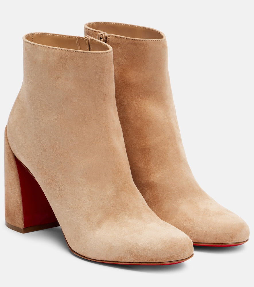 Beige Christian Louboutin Turela 85 suede ankle boots - Mid Heel Boots