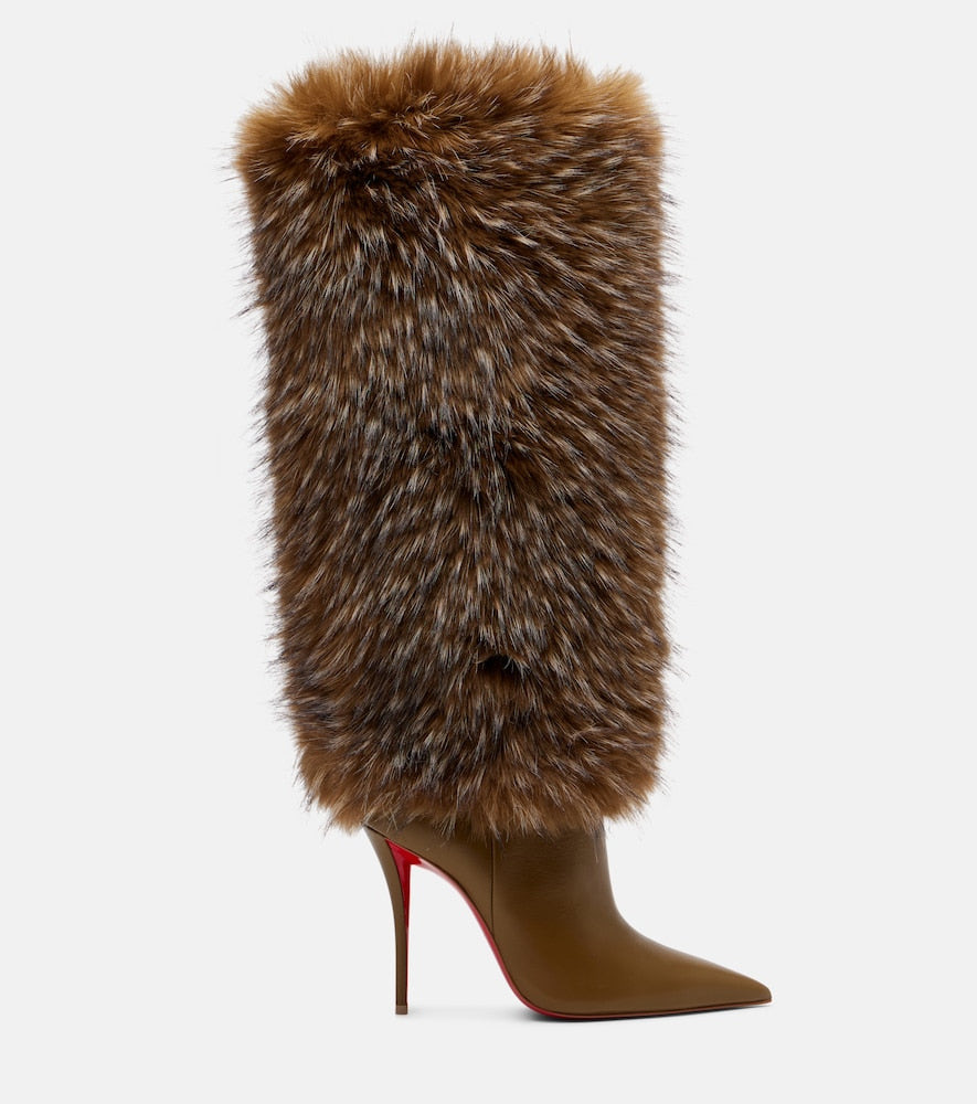Metallic Christian Louboutin Yangzee 100 leather knee-high boots - Knee-high Boots